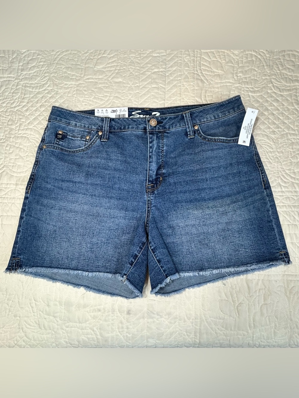 Seven7 Dark Blue Denim Cutoff Shorts